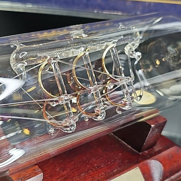 Mayflower Glass Sculptures Gilded Ship in a Bottle - Spanish Galleon - In Box - Picture 9 of 16